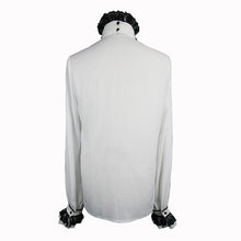 Load image into Gallery viewer, SHT02302 Gothic western fashion palace embroidered ruffled sleeves white men chiffon shirts