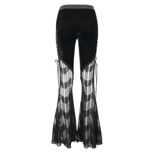 Load image into Gallery viewer, PT15201 daily life sexy women Gothic mesh flared trousers with side tie