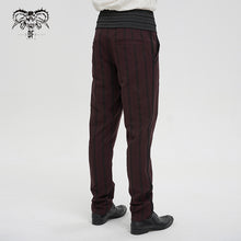 Load image into Gallery viewer, PT18902 Gothic red and black striped mid-high waist men's trousers