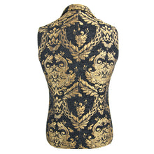 Load image into Gallery viewer, WT01301 Gothic fancy costume western style black and gold palace big flower men short vest