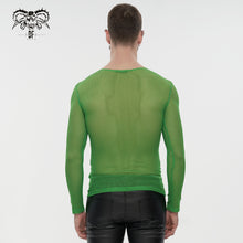 Load image into Gallery viewer, TT19804 Green Diamond-shaped net basic style long sleeves men t-shirts