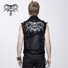 Load image into Gallery viewer, WT043 devil fashion punk heavy metal hand painted faded effect men printing waistcoats