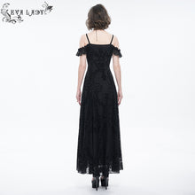 Load image into Gallery viewer, ESKT036 sexy ladies horizontal neck high slit gothic party slip dress black
