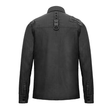 Load image into Gallery viewer, SHT045 cyberpunk metallic dark long sleeves men bamboo shirt with straps