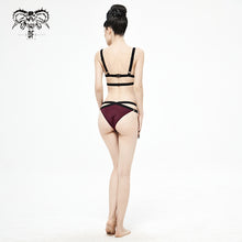 Load image into Gallery viewer, SST008 Burgundy Gothic Lace Swimsuit Set