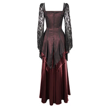 Load image into Gallery viewer, ESKT03702 RED Satin Lace Long Sleeve Gown Dress