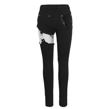 Load image into Gallery viewer, PT121 Punk asymmetrical spliced broken hole women worn out pants with chains