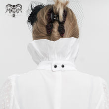 Load image into Gallery viewer, AS121 Black Thread Embroidered White Gothic Bow Tie