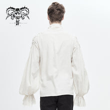 Load image into Gallery viewer, SHT04802 steampunk puff sleeve high collar cotton and linen men white shirts