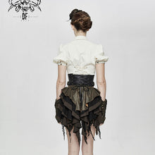 Load image into Gallery viewer, AS045 women brown slim Steampunk curly grain texture lace up leather corset