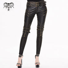Load image into Gallery viewer, PT03402 Autumn fake boots high waist black and bronze sexy ladies leather pants