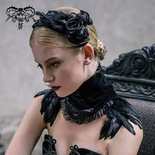 Load image into Gallery viewer, CA001 Gothic party accessory sexy women feather velveteen black high collar