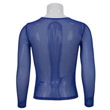 Load image into Gallery viewer, TT19805 Blue Diamond-shaped net basic style long sleeves men t-shirts