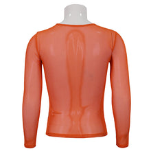 Load image into Gallery viewer, TT19802 Orange Diamond-shaped net basic style long sleeves men t-shirts