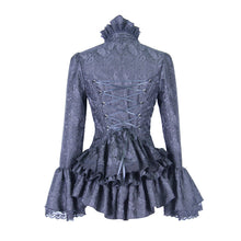 Load image into Gallery viewer, SHT01701 Women short front and long back flared sleeves Gothic black ruffled lace blouse