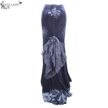 Load image into Gallery viewer, ESKT003 party rose embossed gothic velvet gown long half fishtail skirt