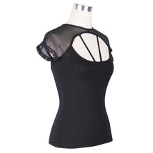 Load image into Gallery viewer, TT028 Summer daily hollow out short sleeve mesh shawl black women punk laced up T-shirt