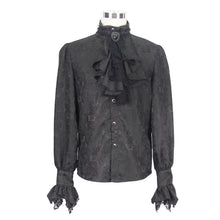 Load image into Gallery viewer, SHT01001 Paisley jacquard shining black rose lace cuff gothic men shirts with bow tie
