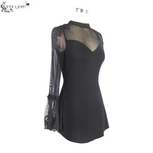 Load image into Gallery viewer, ETT003 Summer sexy ladies single flared sleeve hip covered stretchy mesh T-shirt