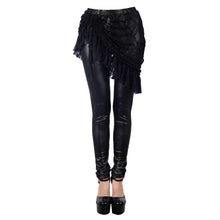 Load image into Gallery viewer, PT019 daily sexy women autumn black leather leggings with rose lace skirts