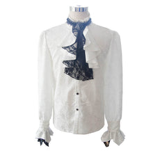 Load image into Gallery viewer, SHT01002 Gothic festival Paisley patterned lace sleeves white gentle men shirts with bow tie