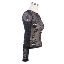 Load image into Gallery viewer, TTP223 punk sexy women skeleton transparent mesh long sleeves t-shirts