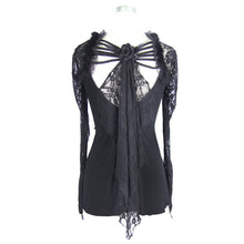 Load image into Gallery viewer, TT051 Gothic v neck mesh long sleeves sexy women rose lace bottoming t-shirt