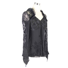 Load image into Gallery viewer, TT051 Gothic v neck mesh long sleeves sexy women rose lace bottoming t-shirt