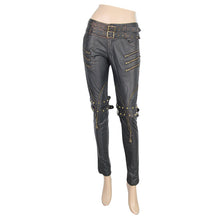 Load image into Gallery viewer, PT03402 Autumn fake boots high waist black and bronze sexy ladies leather pants