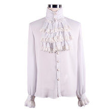 Load image into Gallery viewer, SJM127 punk wedding high collar Gothic chiffon men white shirts with bow tie