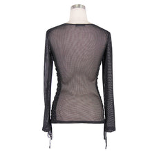 Load image into Gallery viewer, TT035 daily life fetish see through mesh O neck long sleeve sexy ladies cotton T-shirts
