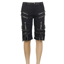 Load image into Gallery viewer, PT029 punk rock adjustable zippered summer men shorts with loops