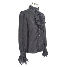 Load image into Gallery viewer, SHT01001 Paisley jacquard shining black rose lace cuff gothic men shirts with bow tie
