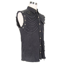 Load image into Gallery viewer, SHT007 club punk rock unedged sleeveless black men faded shirts with pocket