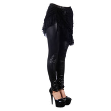 Load image into Gallery viewer, PT019 daily sexy women autumn black leather leggings with rose lace skirts