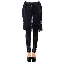 Load image into Gallery viewer, PT019 daily sexy women autumn black leather leggings with rose lace skirts