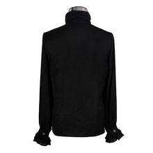 Load image into Gallery viewer, SJM126 Gothic flounce cuff men classic style black chiffon shirt with bow tie