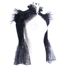 Load image into Gallery viewer, CA005 lace horn sleeve velveteen feather gothic sexy women shawl