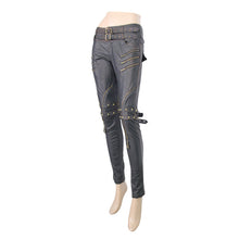 Load image into Gallery viewer, PT03402 Autumn fake boots high waist black and bronze sexy ladies leather pants