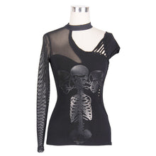 Load image into Gallery viewer, TT016 Punk asymmetric skull printed T-shirt