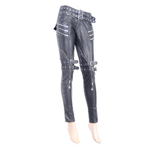 Load image into Gallery viewer, PT03401 daily life winter false boots black and silver women hand rubbed leather pants