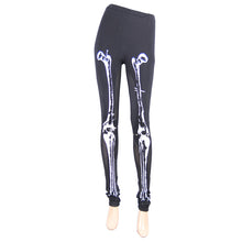 Load image into Gallery viewer, PT036 daily life style women punk knit skull marrowbone printed leggings