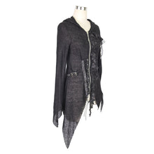 Load image into Gallery viewer, SR003 everyday wearing asymmetric knitwear zipper up black long women hooded cardigans