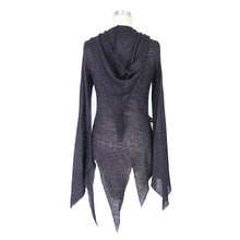 Load image into Gallery viewer, SR003 everyday wearing asymmetric knitwear zipper up black long women hooded cardigans