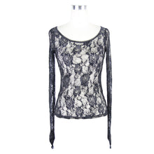 Load image into Gallery viewer, TT045 daily wear see through rose flocking big round collar sexy ladies lace T-shirt