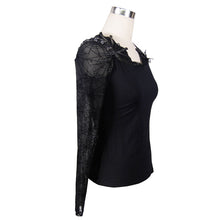 Load image into Gallery viewer, TT013 transparent spider web back mesh long sleeve punk black sexy women t-shirts