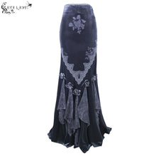 Load image into Gallery viewer, ESKT003 party rose embossed gothic velvet gown long half fishtail skirt