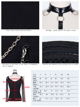 Load image into Gallery viewer, TT004 summer punk big collar bright leather chocker sexy women T-shirt with chain