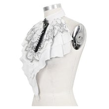 Load image into Gallery viewer, AS121 Black Thread Embroidered White Gothic Bow Tie