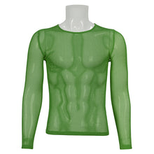 Load image into Gallery viewer, TT19804 Green Diamond-shaped net basic style long sleeves men t-shirts